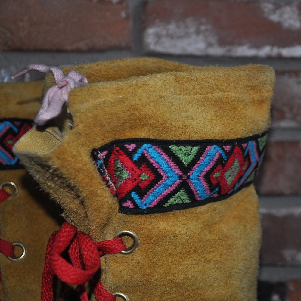 Hand Made Natural Leather Suede Mukluk Winter Tall Mid-Calf Boots Tie-Up 42 US9 - Picture 5 of 9